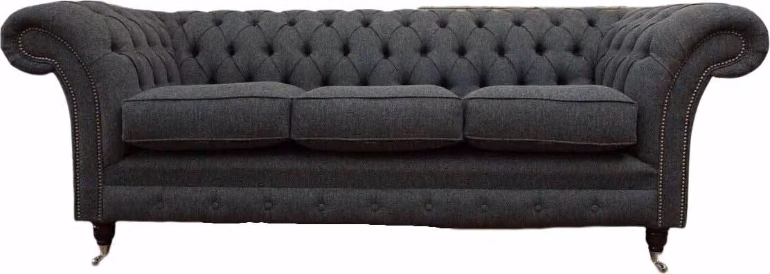 Chesterfield Textil Polster Design Sofa Luxus Couch Grau Sofa 3 Sitzer