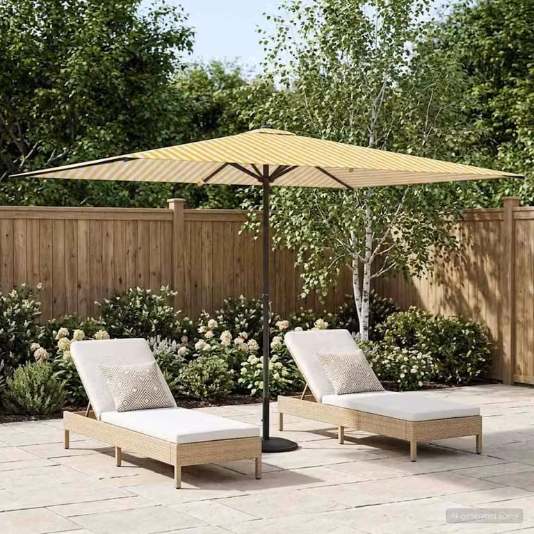 Maison Exclusive - Ombrellone da giardino rettangolare, 2 x 3 metri, in poliestere, giallo e bianco