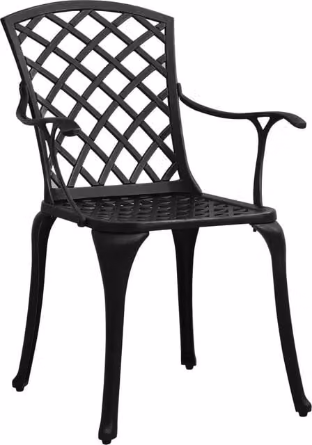 Sedie da Giardino 2 pz | Sedie da Esterno in Alluminio Pressofuso Nero