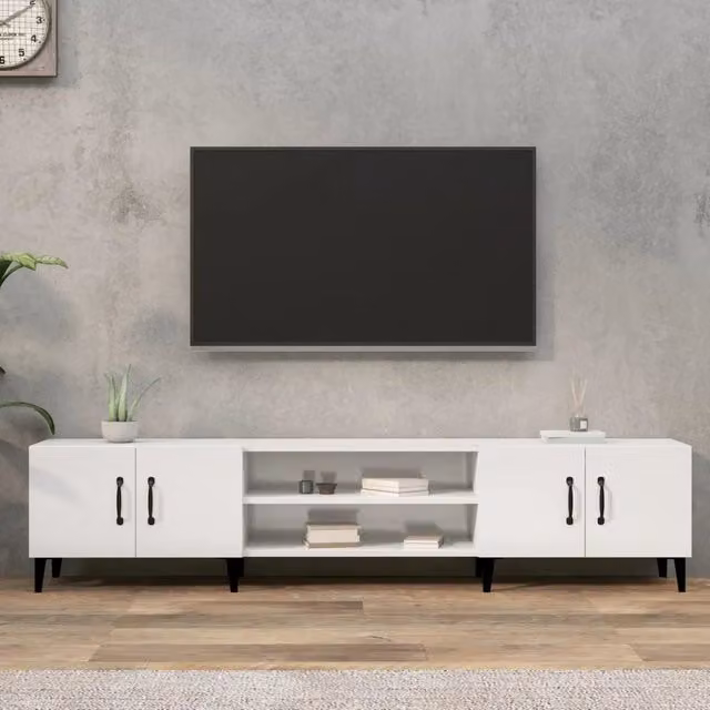 Mobile Porta TV Moderno vidaXL Bianco Lucido L: 180 cm, P: 31,5 cm, H: 40 cm