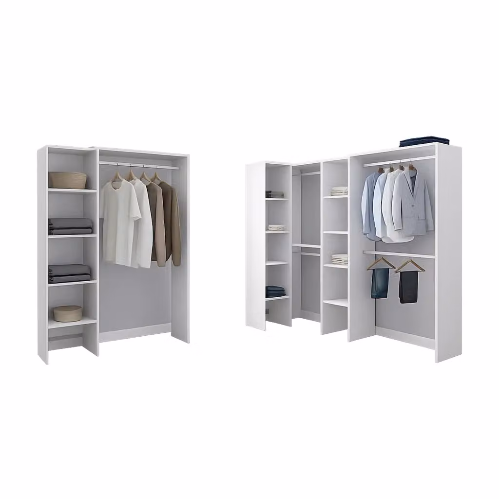 Armadio da camera da letto DMORA Comano Bianco con ante a battente e ripiani interni L: 369 cm, H: 187 cm – 2