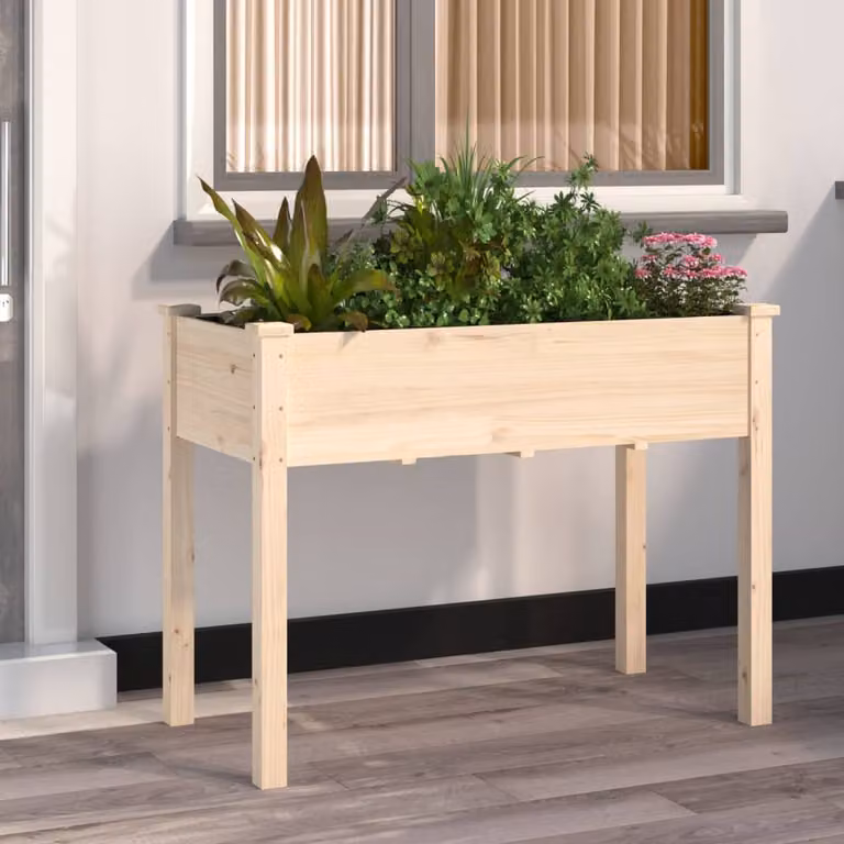 Fioriera con fodera vidaXL in legno di abete beige L: 118 cm, P: 59 cm, H: 76 cm