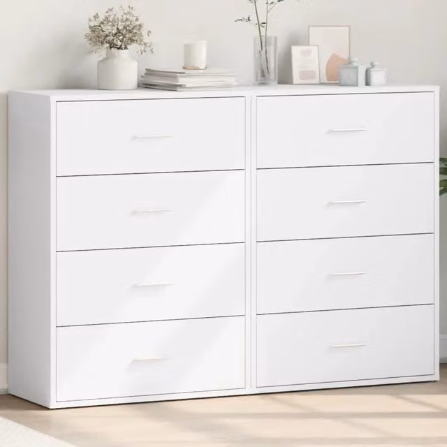 Set di 2 credenze bianche vidaXL in legno multistrato per sala da pranzo L/P/H: 60 x 31 x 84 cm