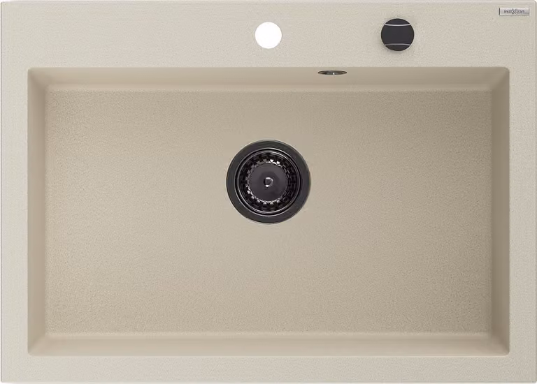 Mexen Elix lavello da cucina in granito 1-vasca 700 x 500 mm, beige, sifone nero - 6526701005-69-B