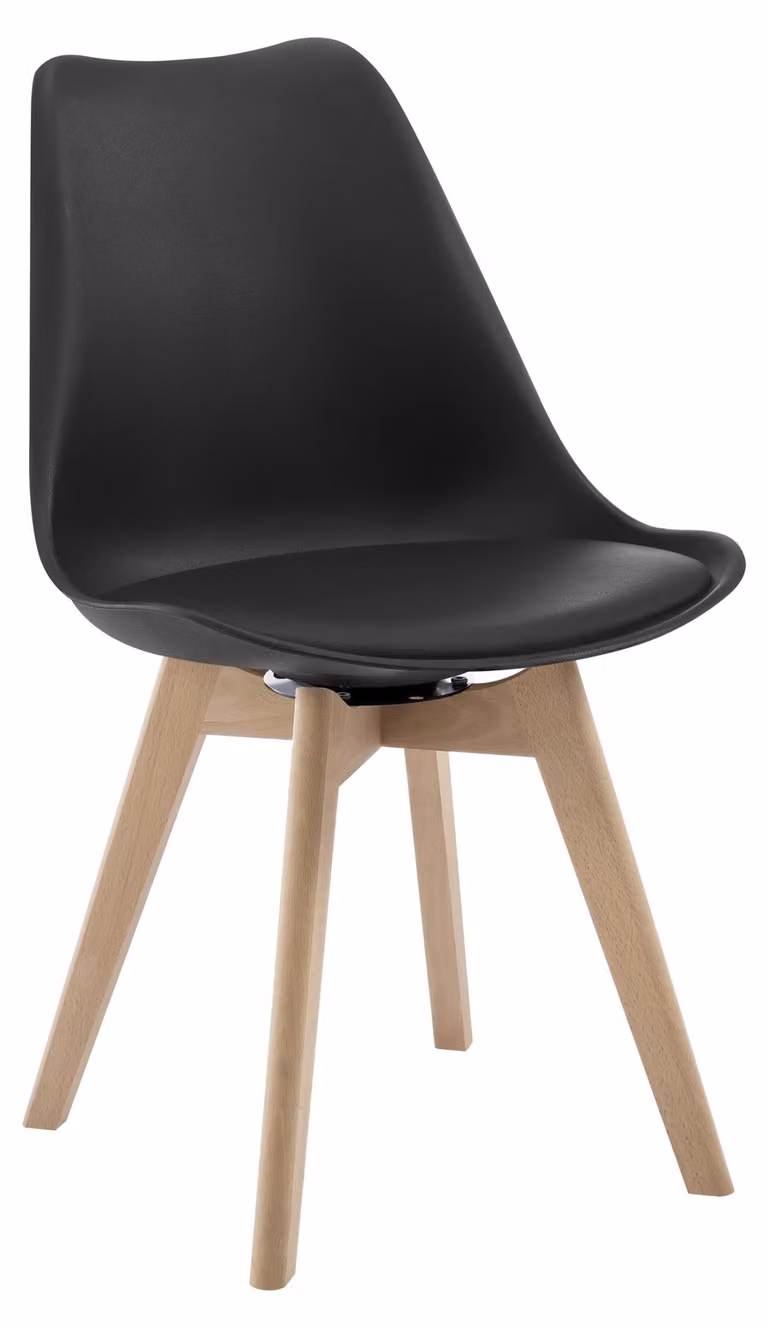 Sedie da pranzo - Sedie da pranzo girevoli - Set da 4 - Imbottite - Rivestite in ecopelle - Struttura in legno - 58,5 x 48 x 83 cm - Nero