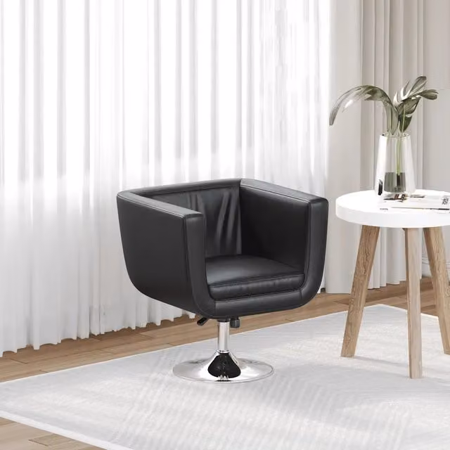 Sedia da bar girevole moderna vidaXL in similpelle nera con struttura in metallo e plastica