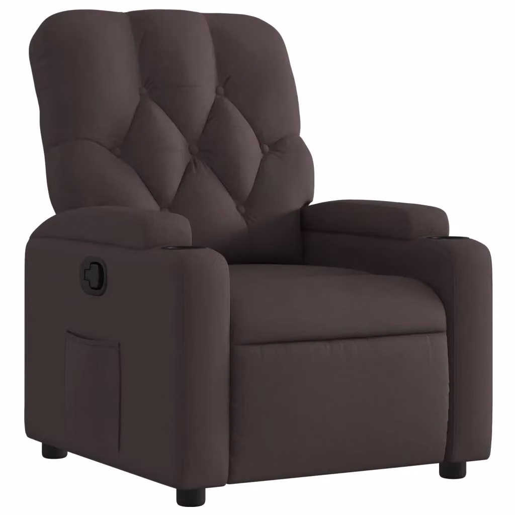 Poltrona Reclinabile Relax vidaXL in Tessuto Marrone con Braccioli e Regolazione Manuale – 2