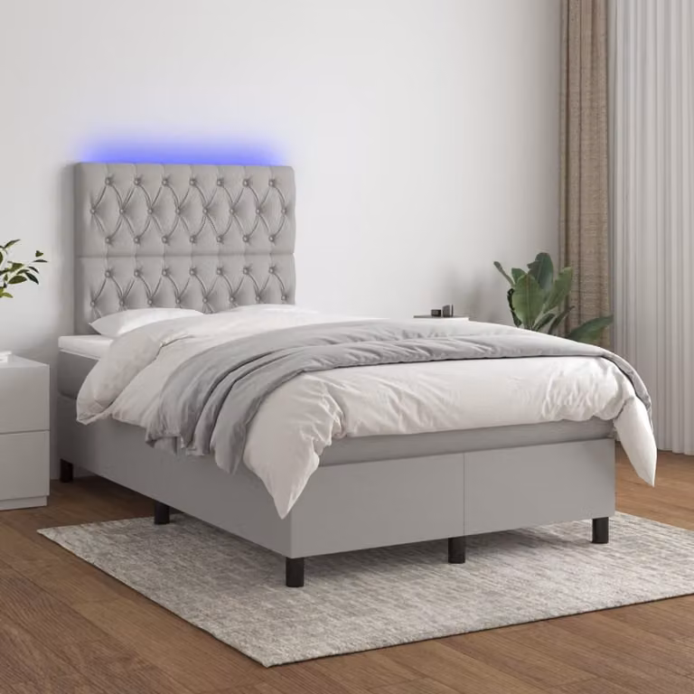 Maison Exclusive - Letto a Molle Materasso e LED Grigio Chiaro 120x200 cm Tessuto