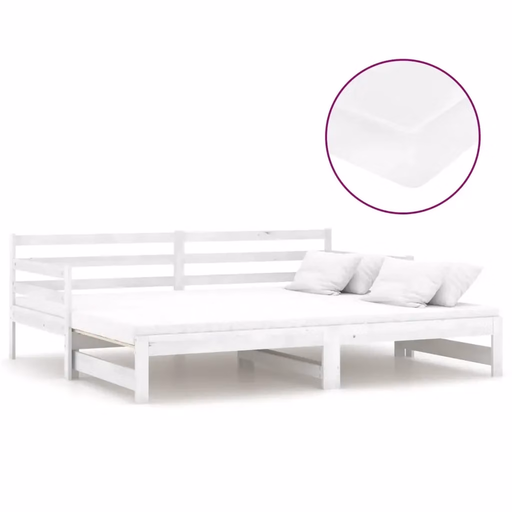 Dormeuse estraibile vidaXL in legno massello di pino bianco con design minimalista L/P/H: 203 x 184 x 56 cm – 2