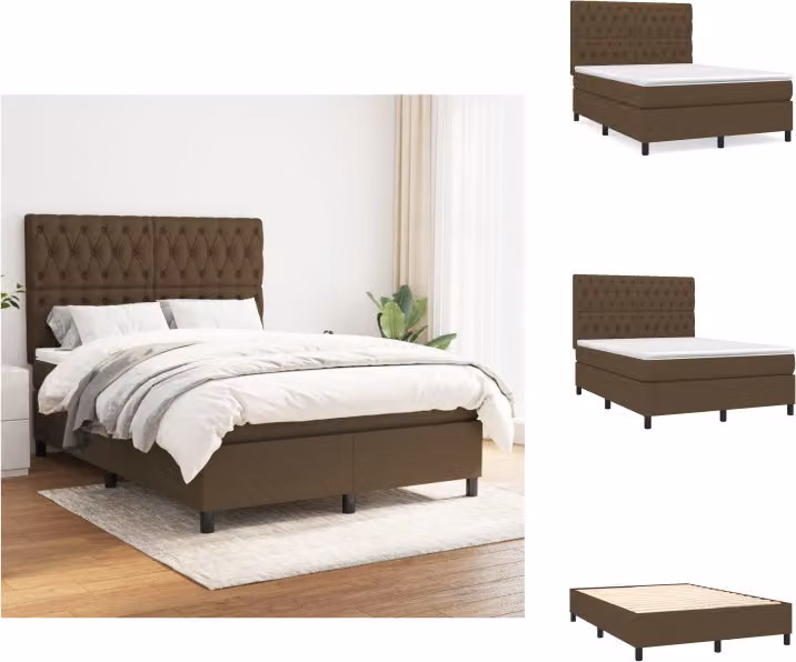 vidaXL Letto a molle con materasso in tessuto marrone scuro 140x190 cm - Letti e strutture letto