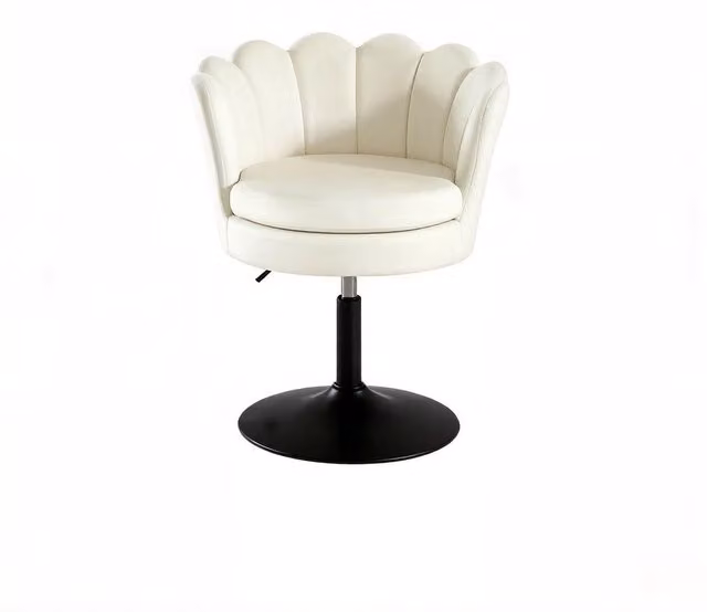 Sgabello da trucco girevole 61，5x71-83x65 cm in velluto beige， regolabile