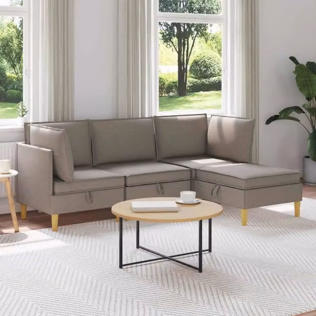 Set di divani modulari con spazio di archiviazione 4 pz Tortora 3413705