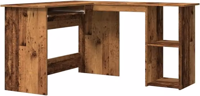 Scrivania | Tavolo da Ufficio Angolare Legno Antico 120x140x75 cm Legno Multistrato