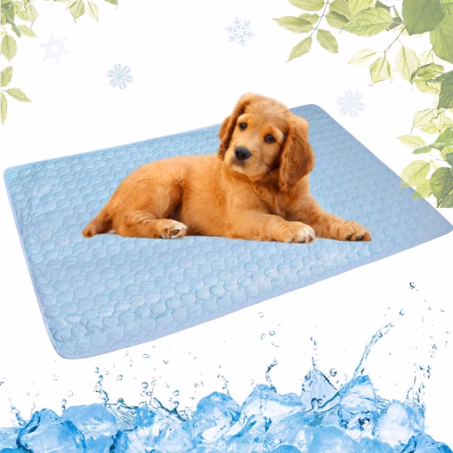 Tappetino refrigerante per cani, auto-raffreddante, non tossico, lavabile, azzurro chiaro, 40x50 cm