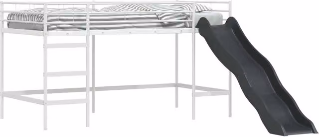 Letto loft per Bambini | Letto Infantile | Lettino con scivolo Bianco e Antracite