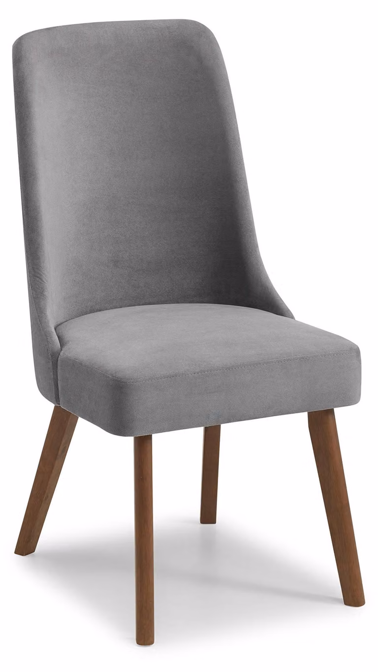 2 sedie da pranzo, rivestite in tessuto chenille, con gambe in legno di noce, dimensioni 96x50x63 cm