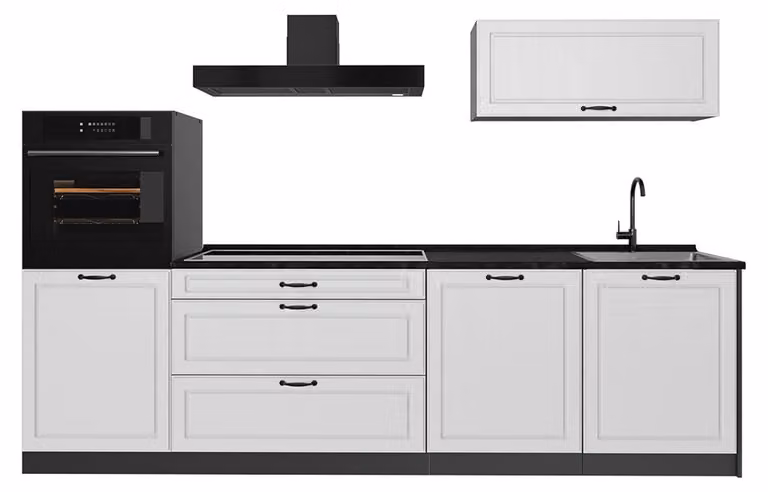 Cucina componibile Vicco R-Line Bianco country/Antracite 280 cm piano di lavoro Antracite, Model 67974