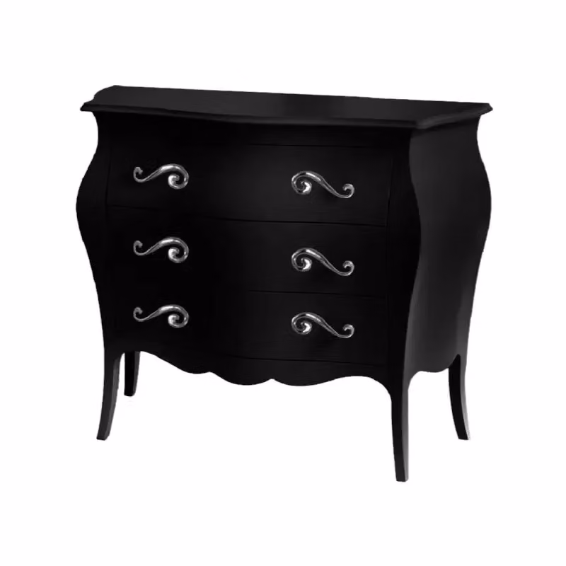 Cassettiera sagomata con 3 cassetti in legno nero opaco e argento Mobili 2G L: 116 cm, P: 42 cm, H: 85 cm – 2