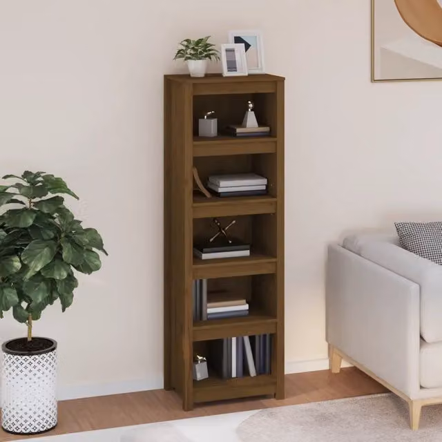 Libreria Design Mania in legno massello di pino marrone ambra, L 50 cm x P 35 cm x H 154 cm