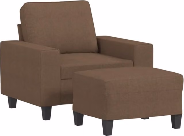 Poltrona | Sedia Relax con Poggiapiedi Marrone 60 cm in Tessuto
