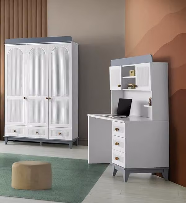 Jugendzimmer Modern Kleiderschrank Schreibtisch Holz Möbel Design 2tlg Set
