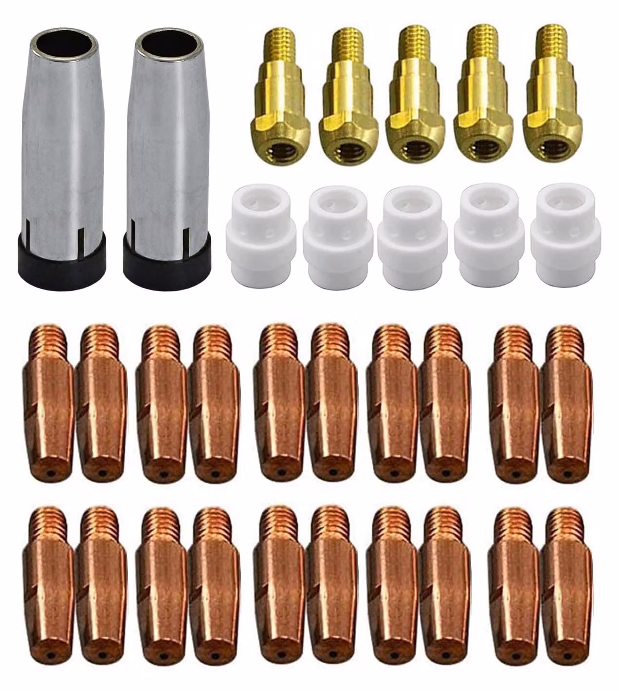 Punte di contatto MIG MAG M6 da 0,8 mm, confezione da 32 pezzi, per torcia di saldatura CO²