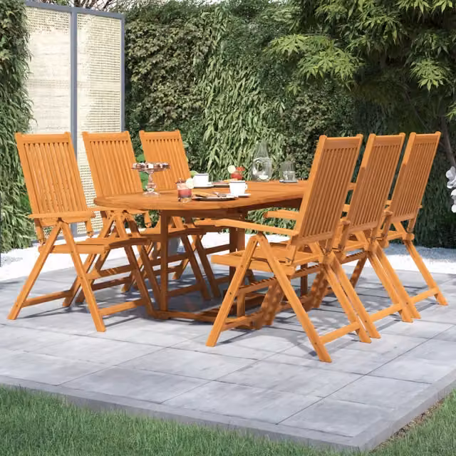 Set da pranzo da giardino vidaXL in legno di acacia marrone, 7 pezzi