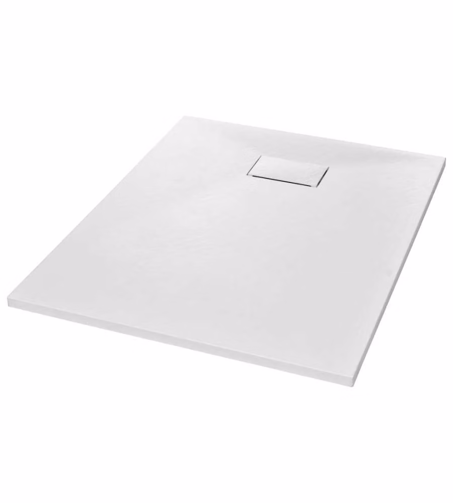 Piatto doccia rettangolare vidaXL in mineral cast bianco antiscivolo L: 100 cm x P: 80 cm – 2