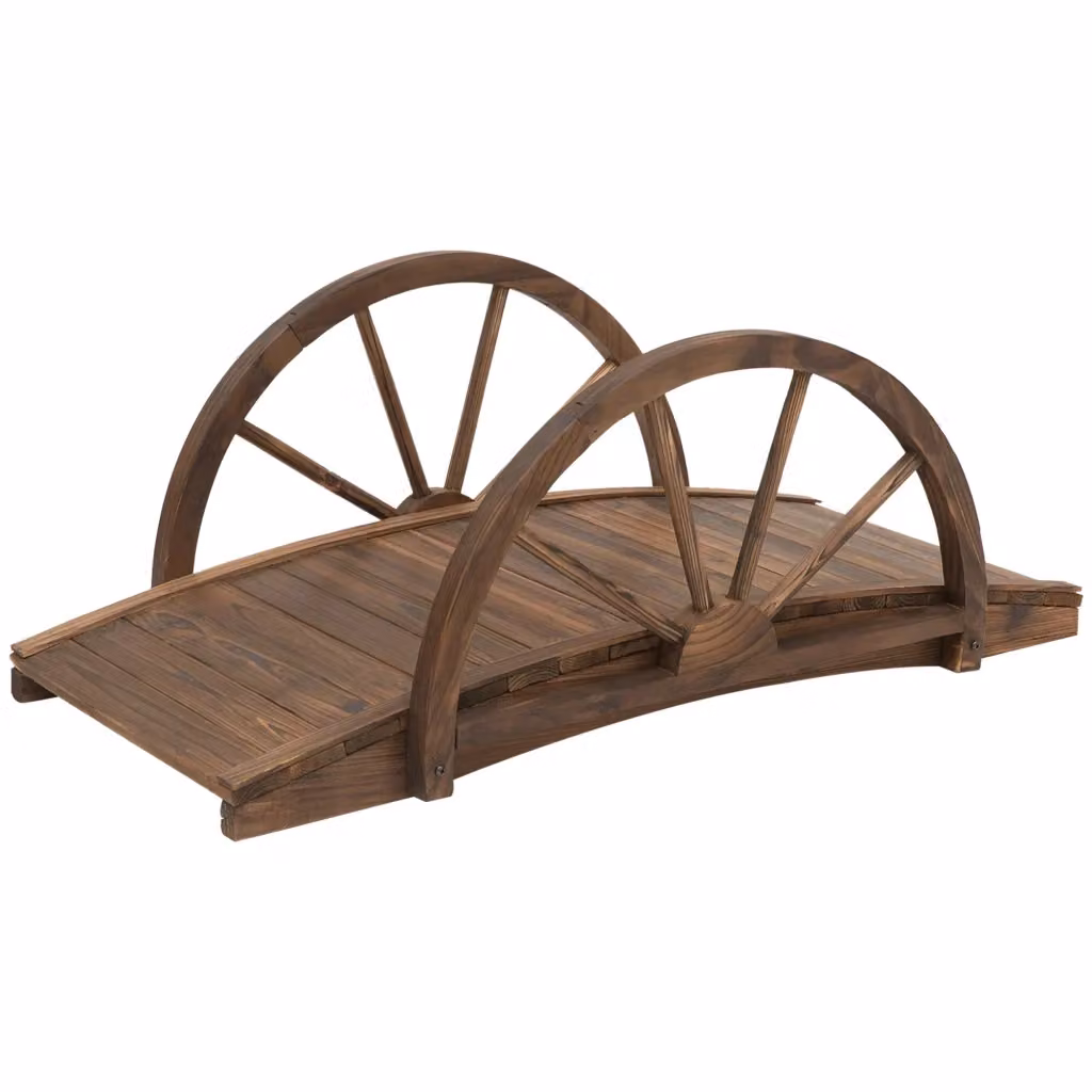 Ponte da giardino in legno con balaustra XYLO marrone L 100 cm x P 50 cm x H 37 cm – 2