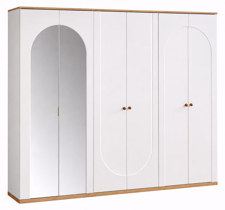 Armadio scandinavo con specchio e dettagli arrotondati eleganti