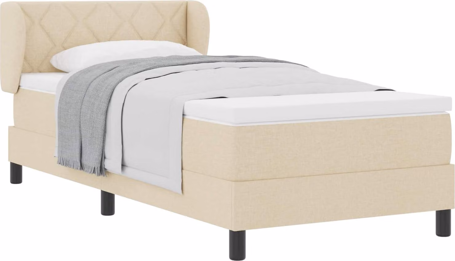 Letto a molle con materasso Crema 90 x 200 cm Tessuto