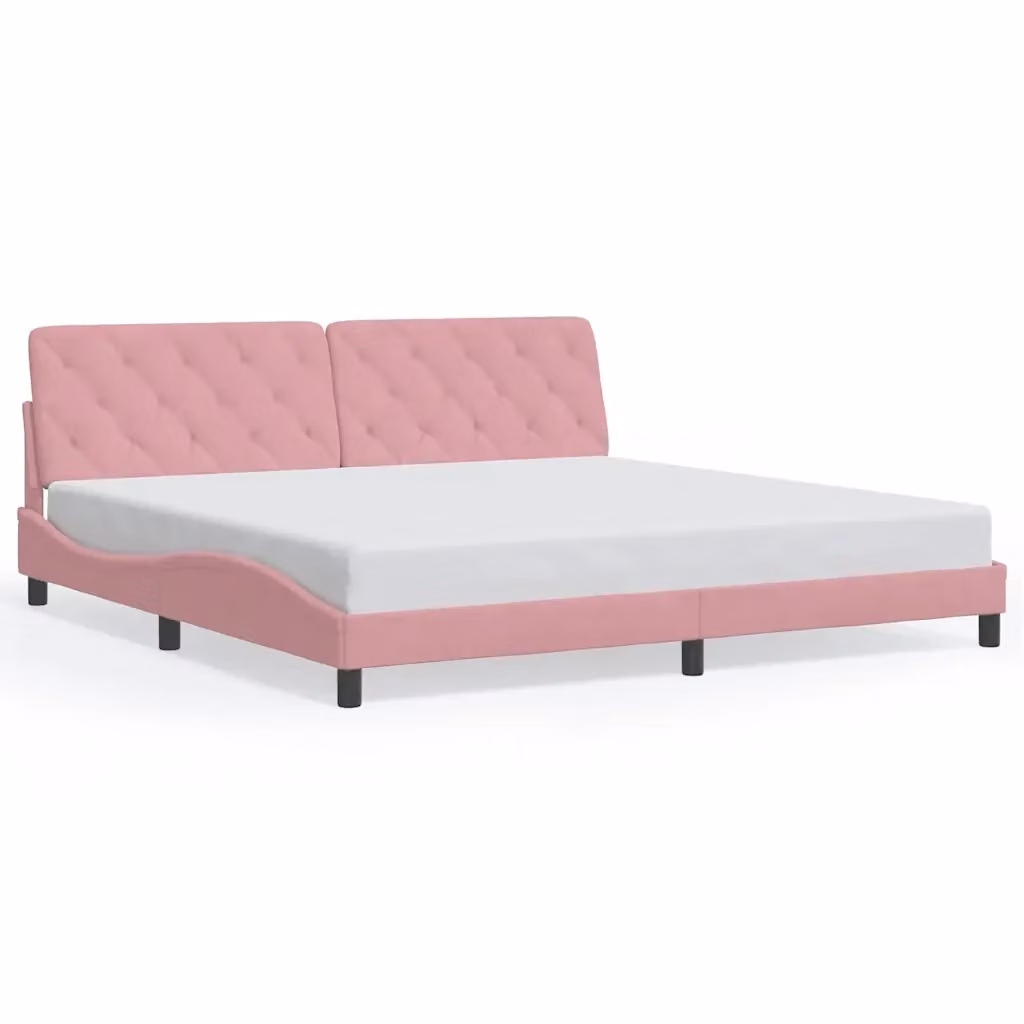 vidaXL Giroletto in Velluto Rosa senza Materasso L/P: 200 x 200 cm – 2