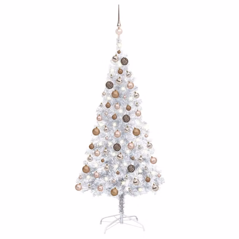 Maison Exclusive - Albero di Natale artificiale con luci e palline argentate, 120 cm