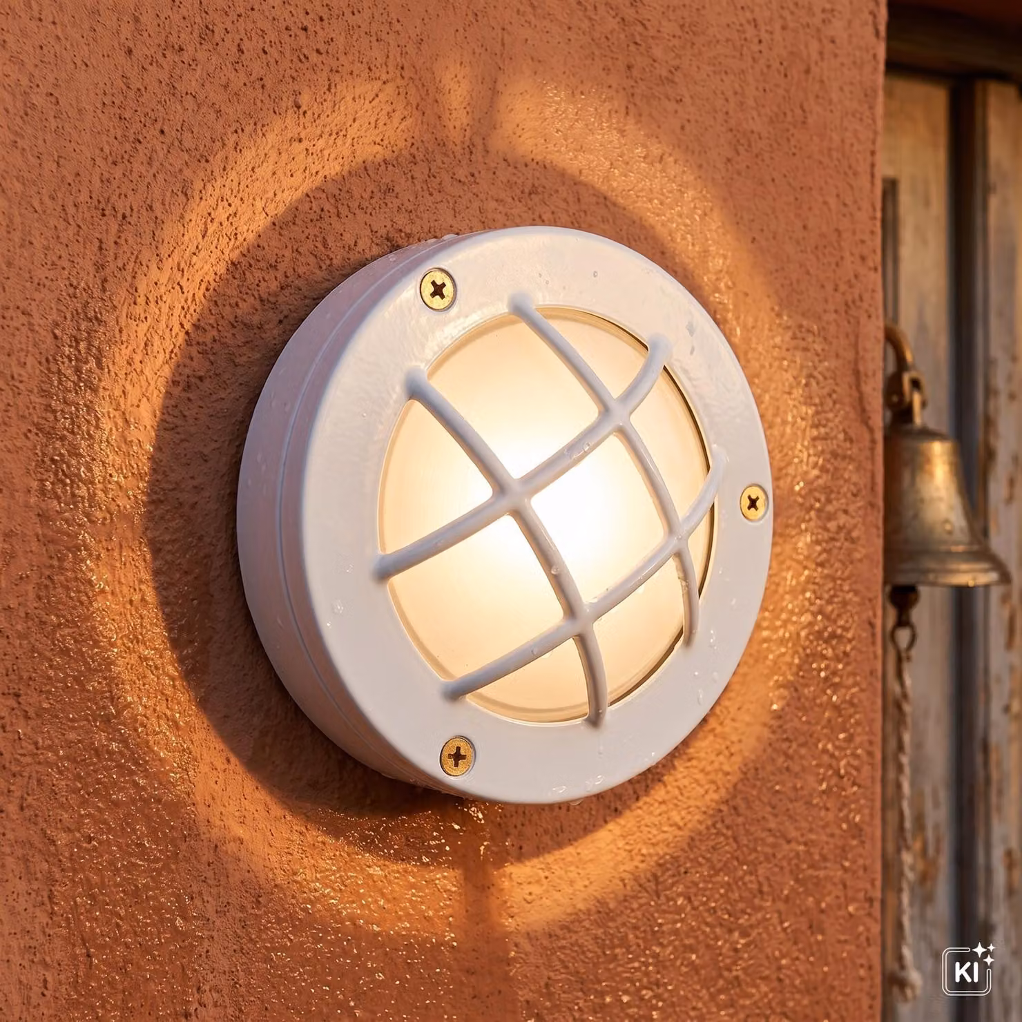 Lampada da parete per esterni in ottone D: 14 cm IP64 Bianco G9 rotondo Marittimo Luce da basamento Lampada da parete per esterni