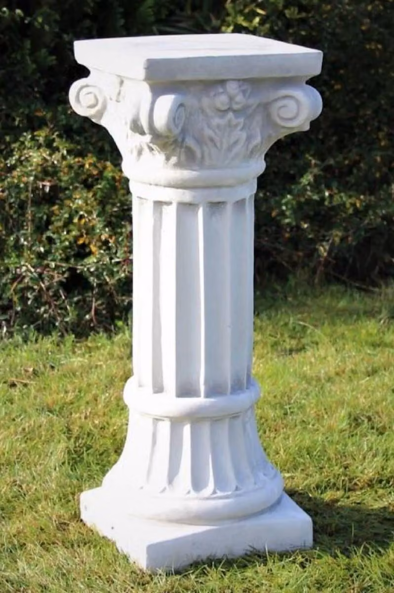 Casa Padrino Colonna barocca bianca/grigia h. 76 cm - Magnifica colonna da giardino in stile barocco - Colonna in pietra per la decorazione del giardino - Accessori barocchi per la decorazione del giardino e della terrazza