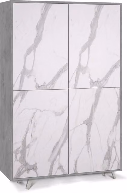 Mobile Multiuso 4 Ante 107x169x41 cm Cemento/Marmo Calacatta
