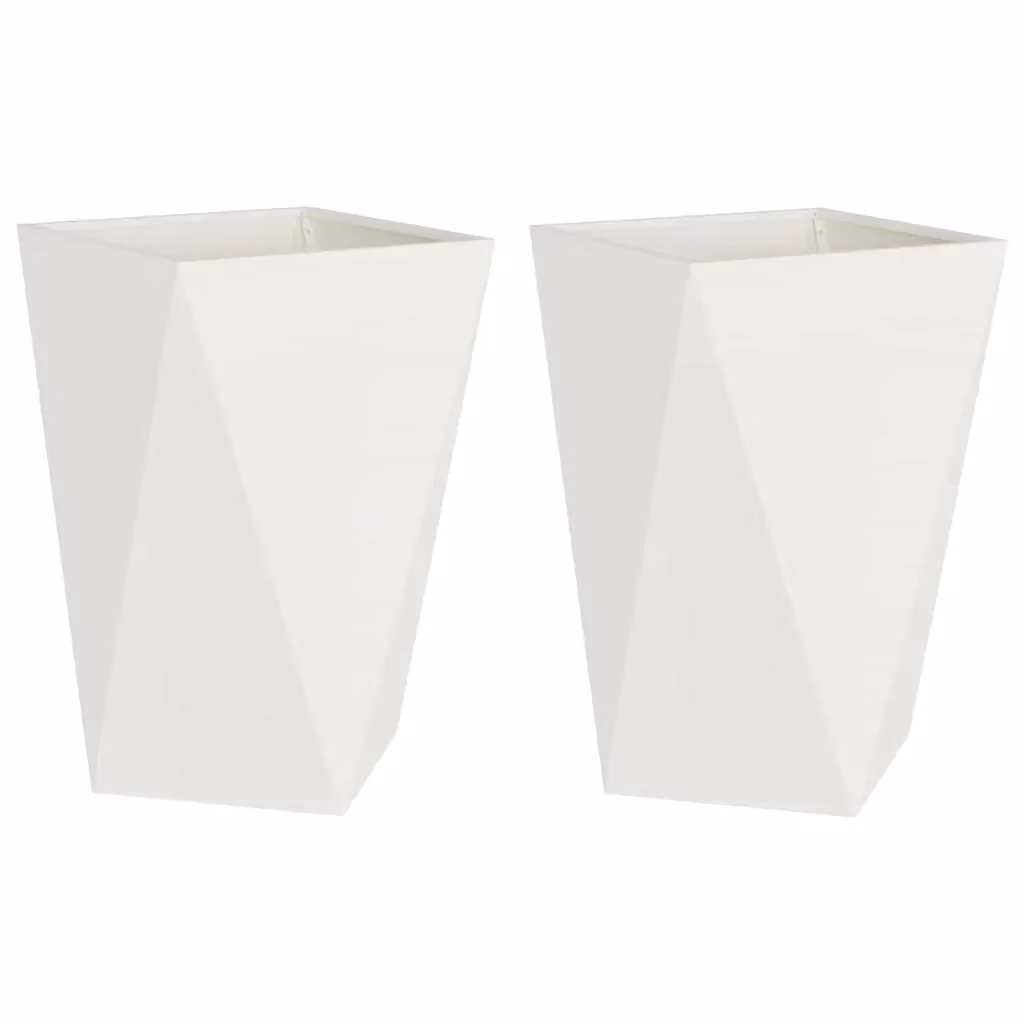 Set di 2 fioriere vidaXL in acciaio bianco per piante, L/P/H: 50 x 50 x 75 cm – 2