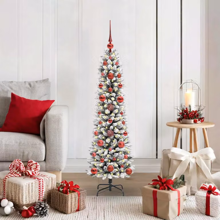 Albero di Natale artificiale moderno vidaXL bianco con luci LED bianco caldo