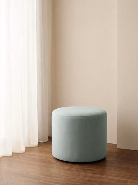 Pouf rotondo Harmony Kenay Home colore menta con rivestimento in tessuto, diametro 50 cm