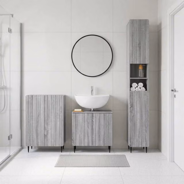 Set di armadietti da bagno in 3 pezzi ZWOLLE Sonoma grigio 3417438