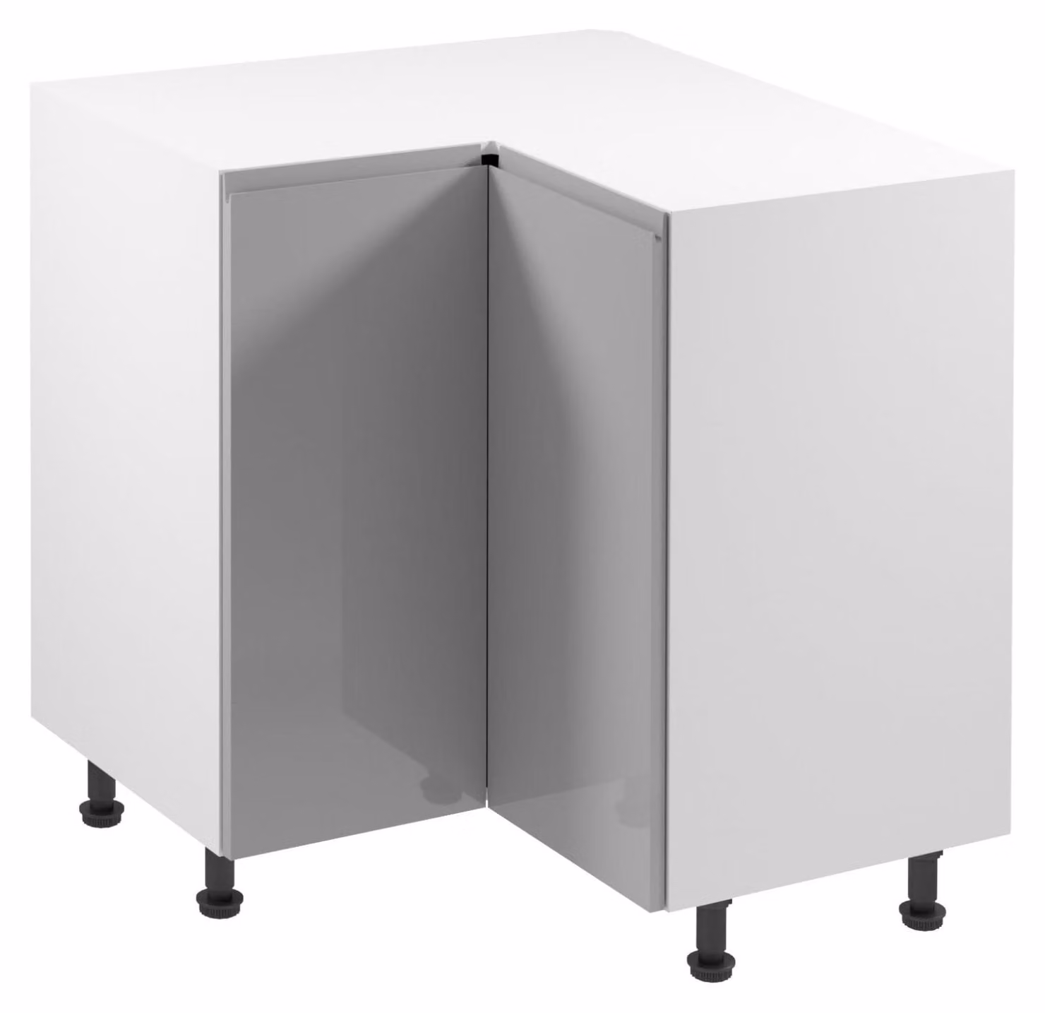 Mobile angolare inferiore ARBOR - 79x79 cm, grigio lucido / bianco