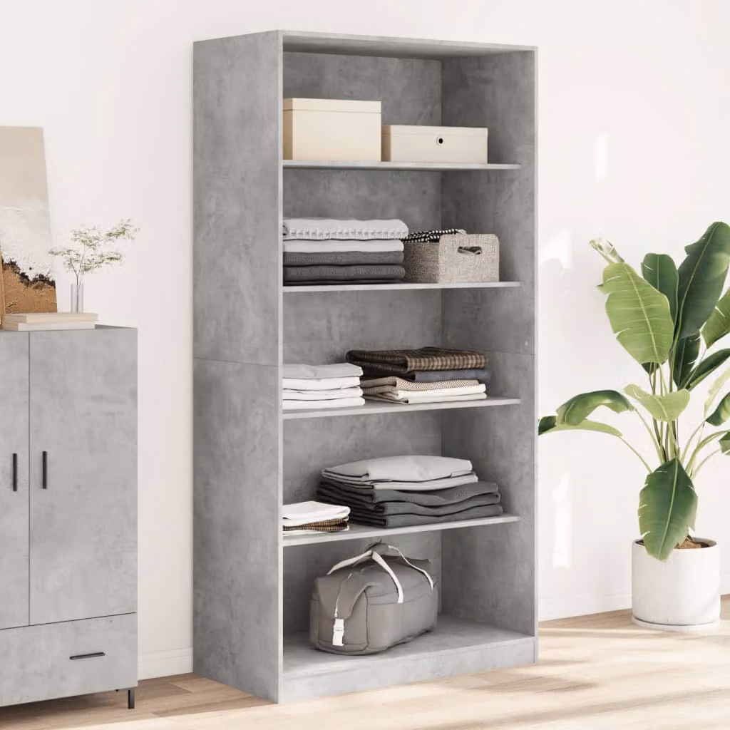Armadio vidaXL Grigio Cemento in Legno Tecnico con Ripiani Interni L: 100 cm, P: 50 cm, H: 200 cm