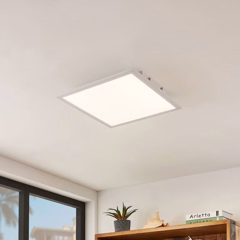 Plafoniera a LED Quais Lindby, Bianco / Opale, Cucina, Alluminio, Moderno, Plafoniera LED