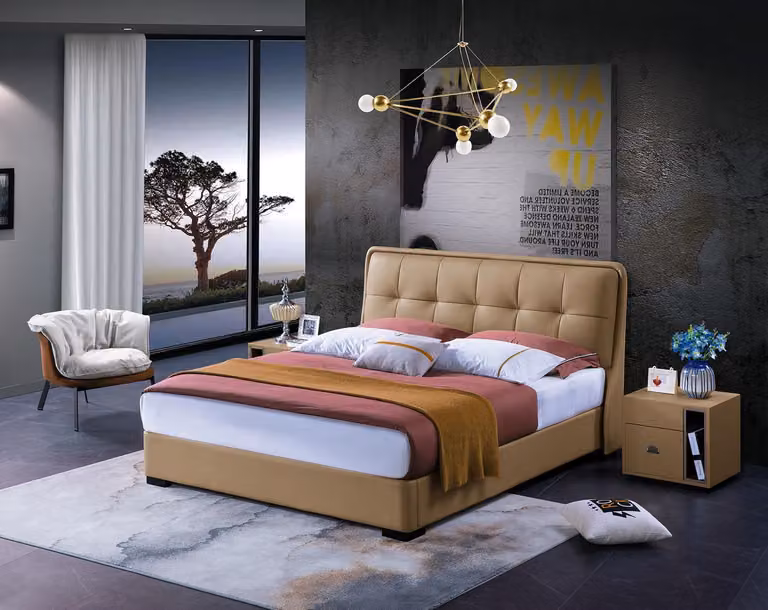 Klassisches Schlafzimmer Bett Weiß Textil Betten Leder Polster Doppel 180x200cm