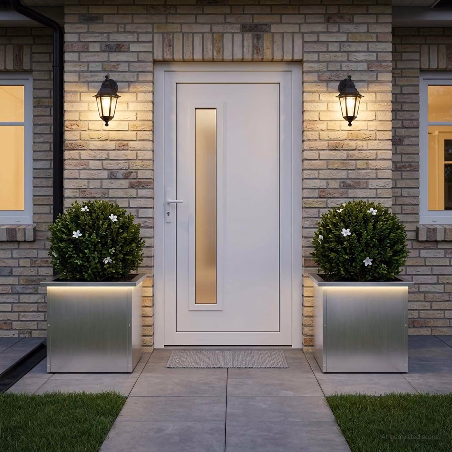 Set di 2 fioriere da giardino con LED vidaXL in acciaio zincato argento L/P/H: 40 x 40 x 40 cm