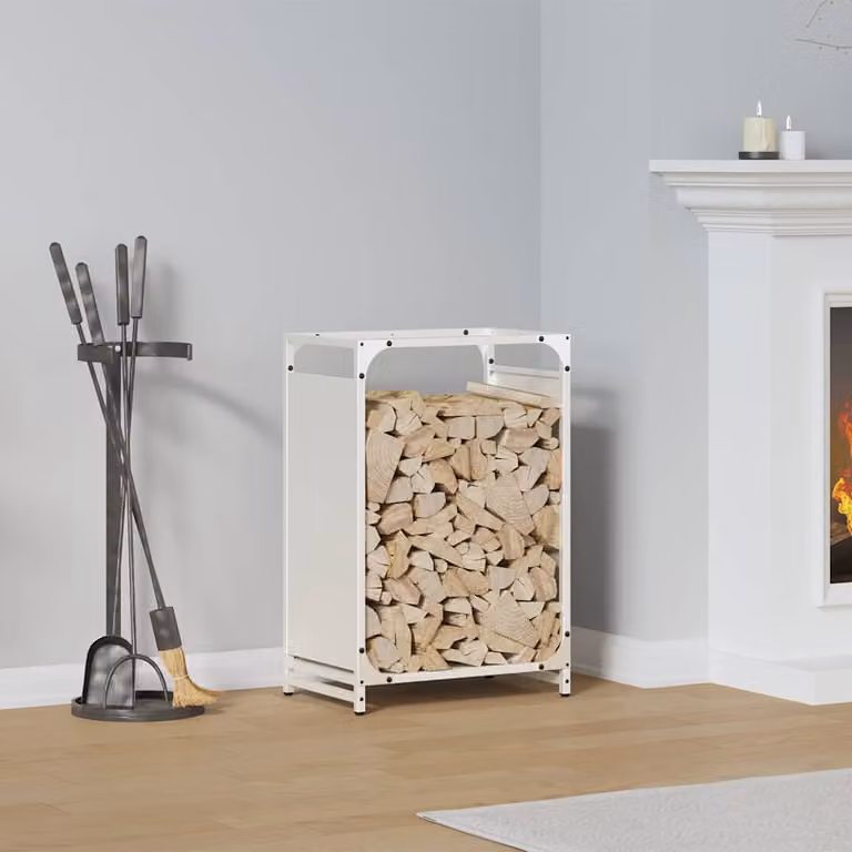 Rastrelliera per legna da ardere vidaXL bianca L 44 cm x P 28 cm x H 65 cm