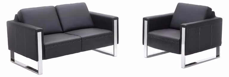 Sofagarnitur Sofa Sessel Couch Polster Luxus 1 Sitzer 2-Sitzer Büromöbel Leder