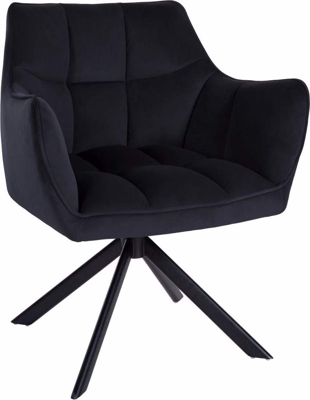 Sedia da pranzo con rivestimento in velluto - Sedia SAMT - Elevato comfort di seduta e funzione girevole Colore: Nero | Colore base: Nero