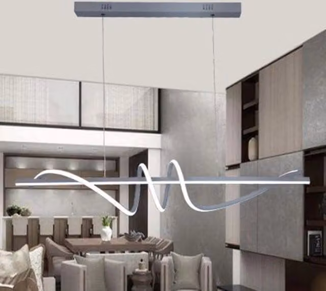 Lampadario Sospeso LED Trade Shop Argento con Design a Spirale Ondulata e Luce Regolabile 3000K-6500K 65W – 1