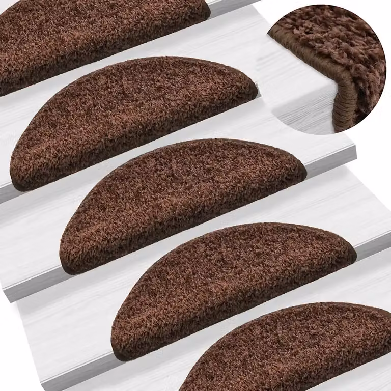 Set di 15 tappetini per scale semicircolari vidaXL, colore marrone, L: 56 cm, P: 17 cm, H: 3 cm
